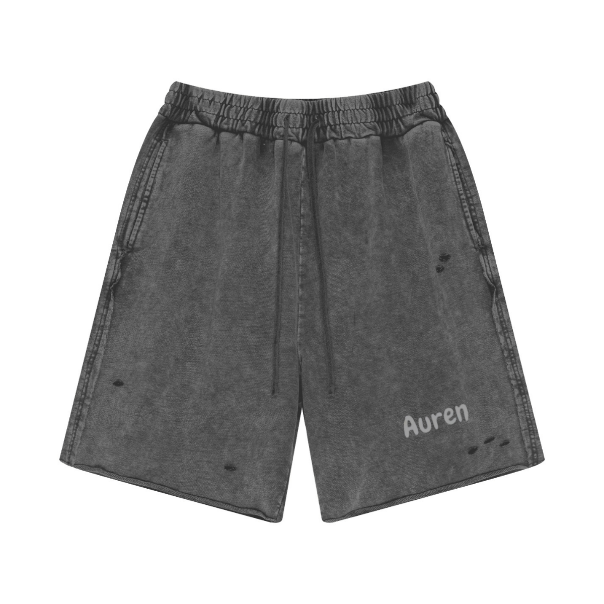 330GSM Unisex 100%Cotton Beefy Fabric Handcrafted Distressed Shorts Dark Gray