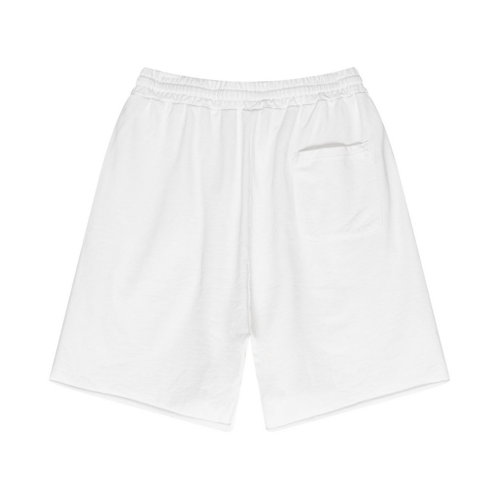 330GSM Unisex 100%Cotton Beefy Fabric Handcrafted Distressed Shorts Beige