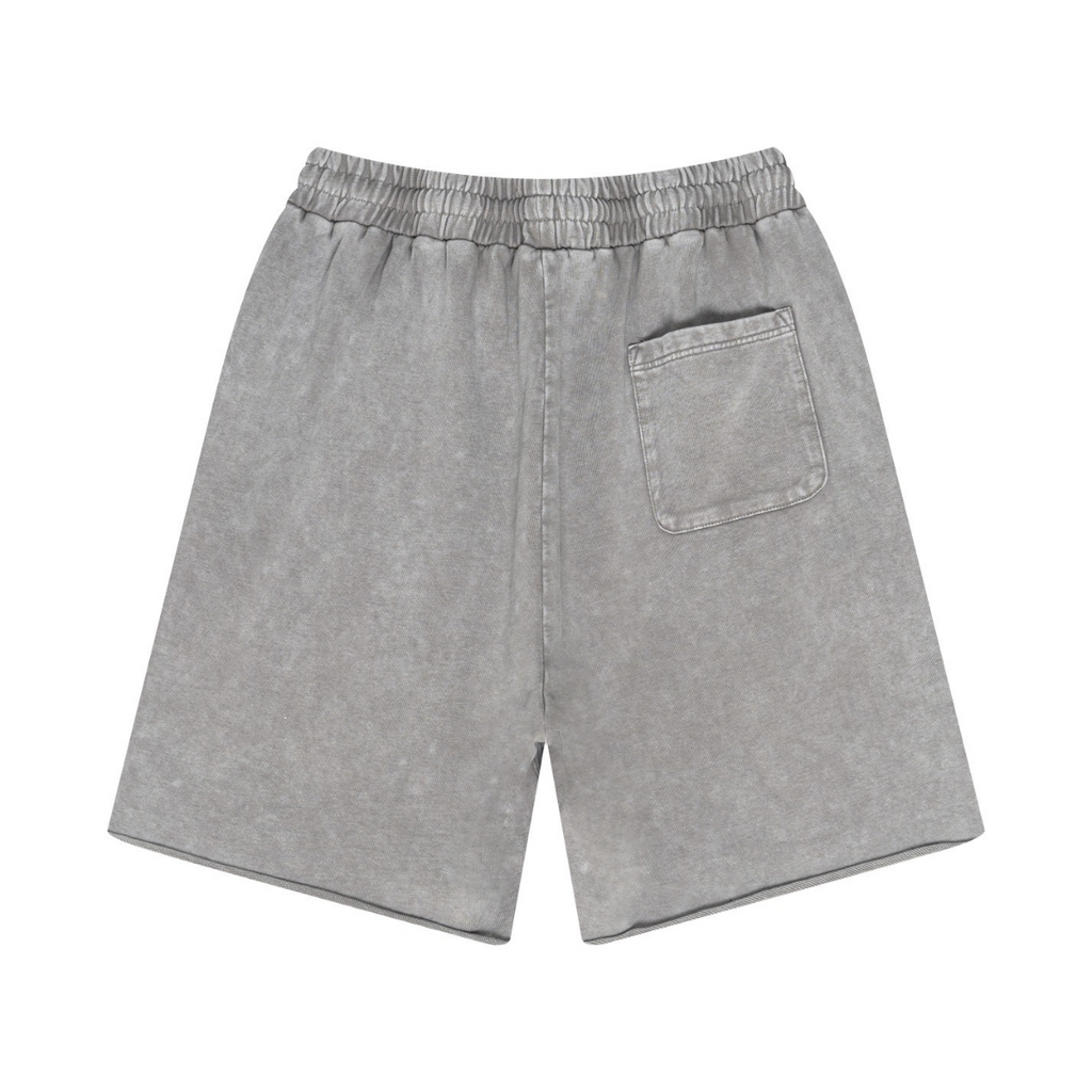 330GSM Unisex 100%Cotton Beefy Fabric Handcrafted Distressed Shorts Medium Grey