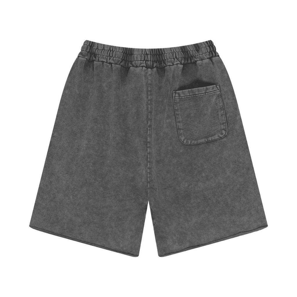 330GSM Unisex 100%Cotton Beefy Fabric Handcrafted Distressed Shorts Dark Gray